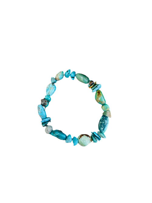 Handmade Kingman Turquoise Beaded Stretch Bracelet