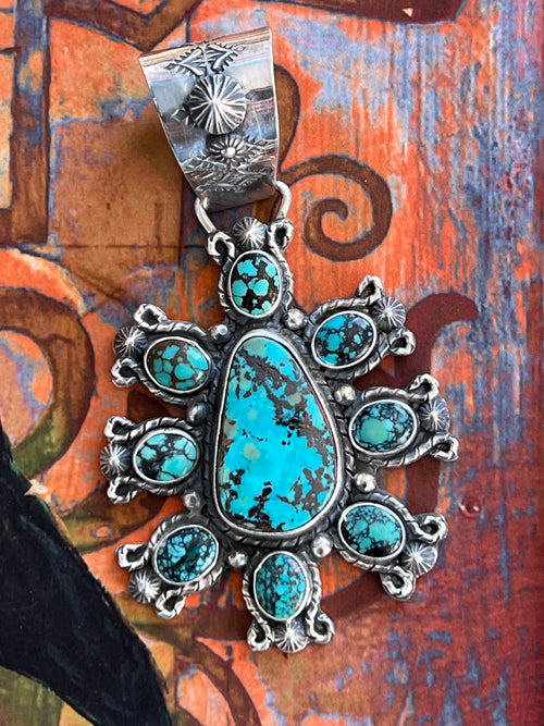 Rosella Paxson Sterling Silver and Hubei Turquoise Cluster Pendant