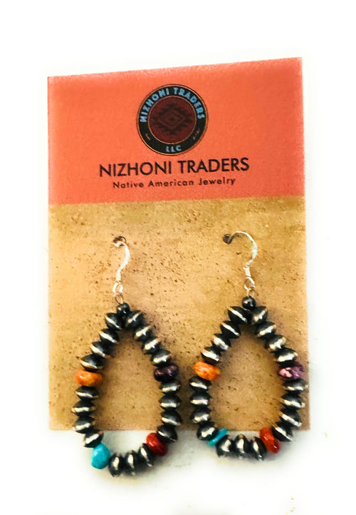 Handcrafted Multi Stone & Sterling Silver Beaded Hoop Earrings