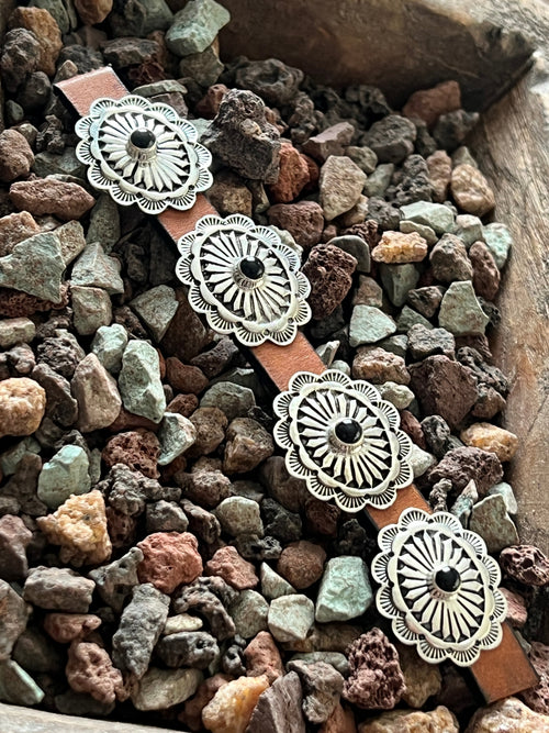 Sterling Silver and Onyx Traditional Style Concho Slide