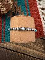 Handcrafted Turquoise & Sterling Silver Pearl Beaded Bracelet