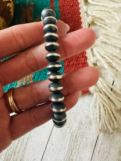 Handcrafted 9mm Saucer Sterling Silver Pearl Beaded Bracelet