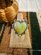 Apache Sterling Silver & Turquoise Heart Ring by Rosella Paxson, Size 7.25