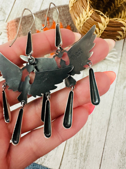 Old Pawn Navajo Sterling Silver Thunderbird Dangle Earrings