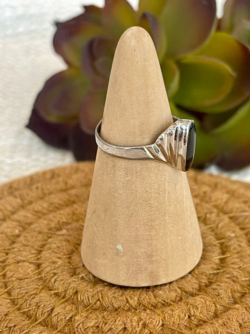 Old Pawn Vintage Sterling Silver & Onyx Sz 6.5 Ring