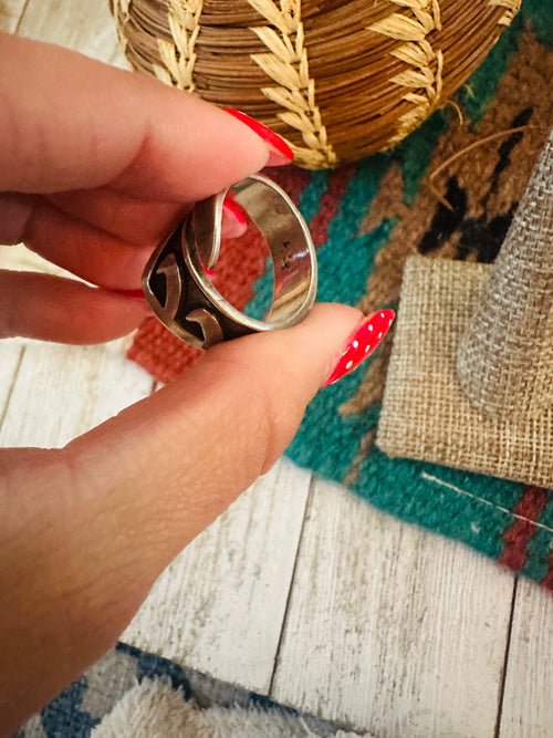 Old Pawn Navajo Sterling Silver Overlay Adjustable Band Ring