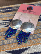 Old Pawn Sterling Silver Azurite Beaded Tassel Earrings