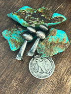 Navajo Sterling Silver Hand Stamped Bead and Blossom Earrings by Presley Haley