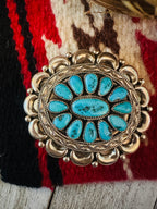 Vintage Old Pawn Navajo Turquoise & Sterling Silver Pendant, Signed