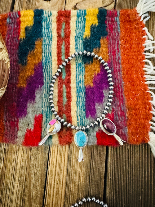 Handcrafted 3mm Sterling Silver Pearl & Multi Stone Blossom Stretch Bracelet