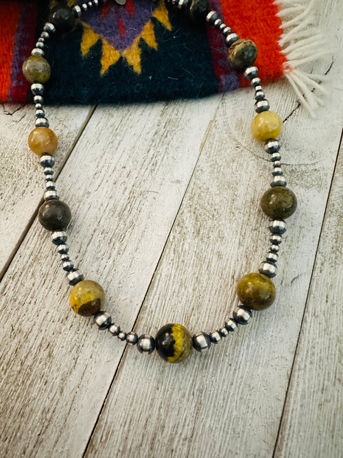 Handcrafted Sterling Silver Pearl & Bumblebee Beaded Necklace