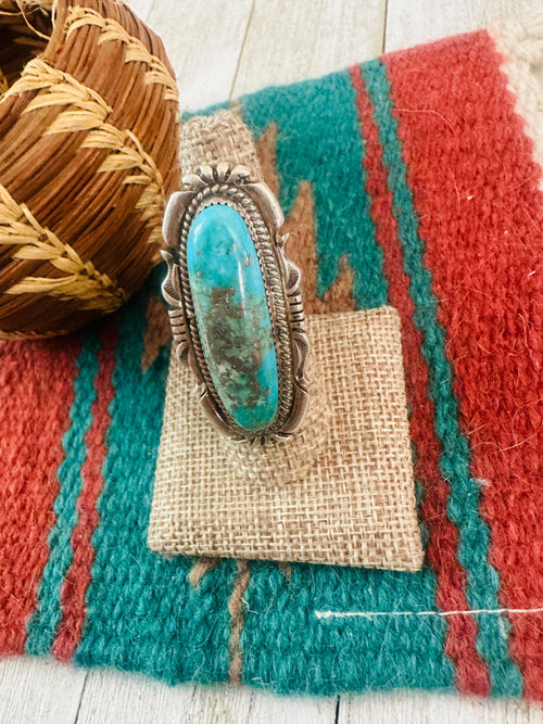 Old Pawn Navajo Sterling Silver & Turquoise Ring Size 7.5 by Jon McCray