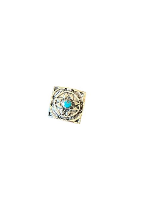 Sterling and Kingman Turquoise Concho Slide, The Cactus Flower