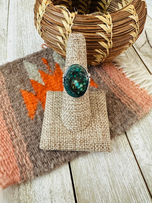 Old Pawn Navajo Sterling Silver & Turquoise Ring Size 7