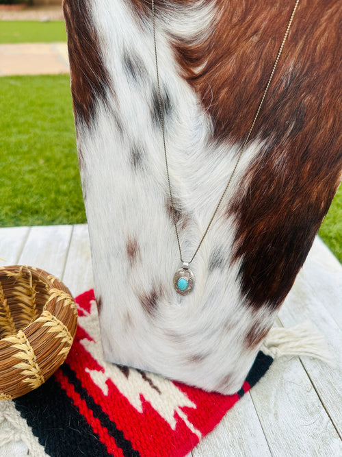 Old Pawn Handcrafted Sterling Silver and Turquoise Necklace