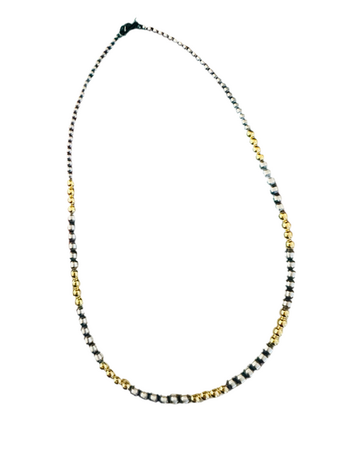 Navajo Sterling Silver & Gold Beaded 16” Necklace