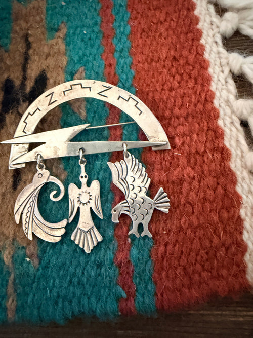 Old Pawn Handcrafted Sterling Silver Bird Brooch