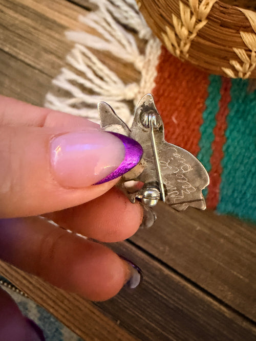 Old Pawn Handcrafted Multi Stone & Sterling Silver Inlay Hummingbird Brooch