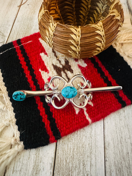 Old Pawn Turquoise & Sterling Silver Hair Pin