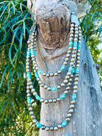 Vintage 4 Strand Blue Beaded Necklace