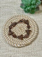 Vintage Handmade Copper Flower & Bee Link Bracelet