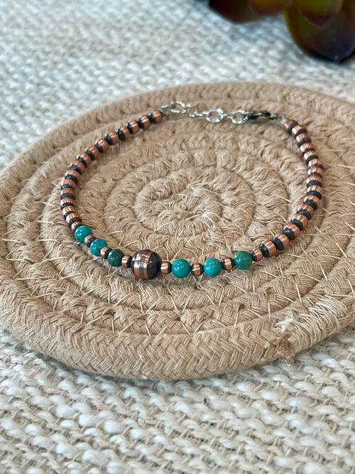 Handmade Copper & Turquoise Beaded Bracelet