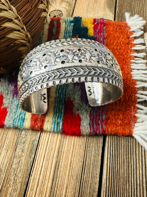 Handcrafted Old Pawn Sterling Silver Cuff Bracelet