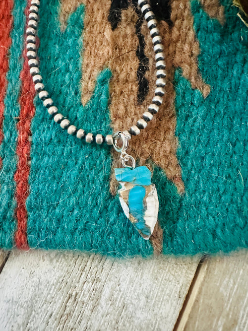 Handcrafted & Hand Carved Blue Mojave Arrowhead Charm