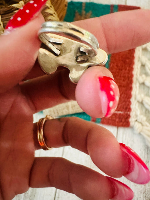 Old Pawn Navajo Sterling Silver & Multi Stone Inlay Bear Ring Size 5.5