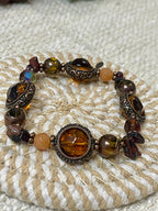 Vintage Handmade Copper Beaded Stretch Bracelet