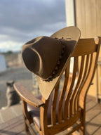 Leather Hat Band with Sterling Silver and Kingman Turquoise Concho Slides