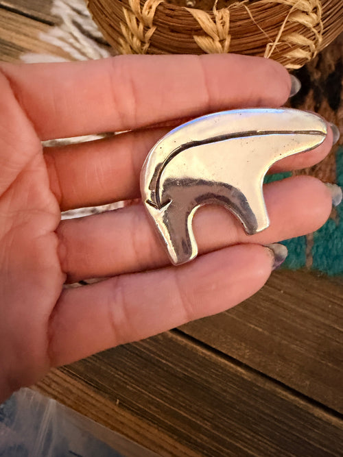 Old Pawn Handcrafted Sterling Silver Fetish Bear Brooch