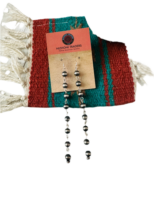 Handcrafted Sterling Silver Pearl Dangle Earrings 6”