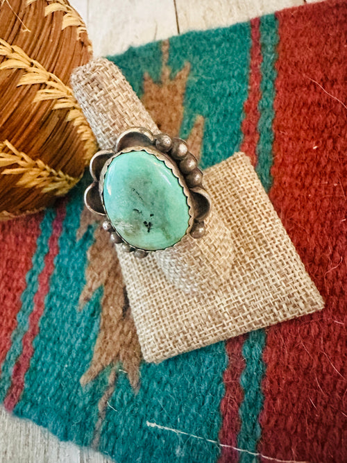Old Pawn Navajo Sterling Silver & Turquoise Ring Size 8.5