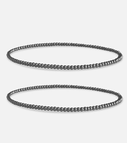 Hematite Beaded Stretch Bracelet Set of 2