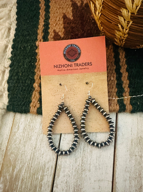 Handcrafted Sterling Silver Saucer Pearl Dangle Hoop Earrings