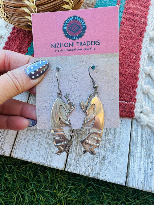 Handcrafted Old Pawn Sterling Silver Kokopelli Dangle Earrings