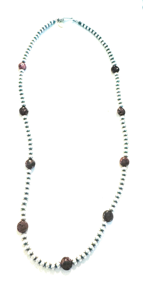 Handcrafted Purple Spiny & Sterling Silver Pearl Beaded 20” Necklace