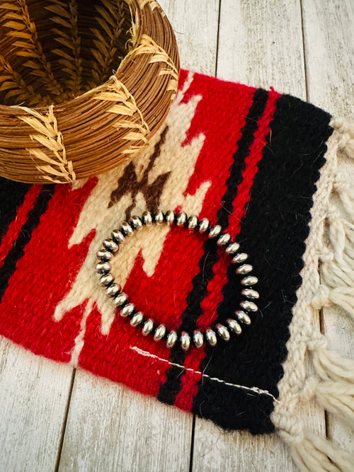 Navajo 8mm Sterling Silver Pearl Beaded Stretch Bracelet 7"