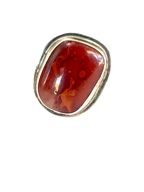 Old Pawn Vintage Sterling Silver & Carnelian Agate Sz 10.25 Ring