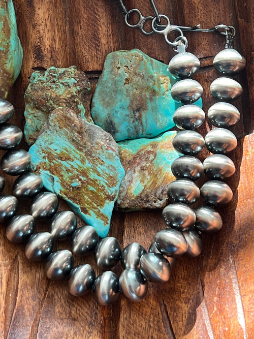 Vinita Cowboy Handmade 12mm Sterling Silver Navajo Saucer Pearl Beaded Necklaces