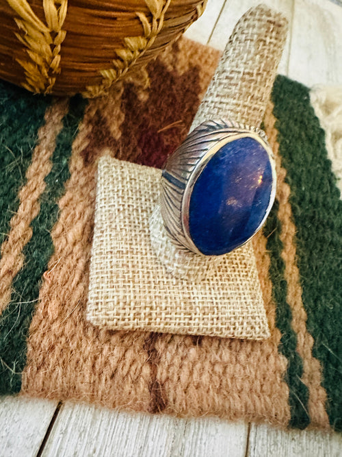 Old Pawn Handcrafted Sterling Silver & Lapis Men’s Ring Size 10