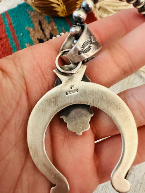 Navajo Sterling Silver & Sonoran Gold Turquoise Beaded Naja Necklace