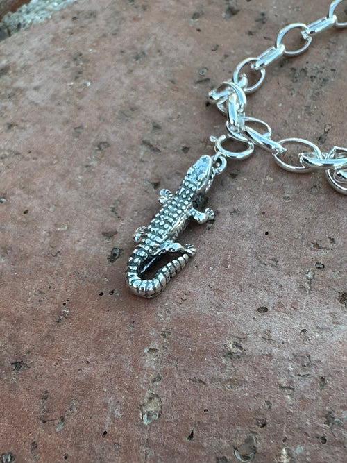 Handcrafted Sterling Silver Alligator Charm