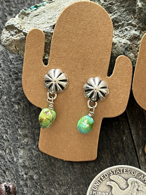 Handcrafted Summer Lovin’ Sterling Silver and Turquoise Concho Post Earrings