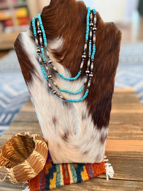 Handcrafted Turquoise & Copper Beaded Necklace