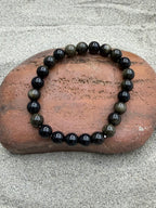 Black Banded Agate 6mm beaded stretch bracelet