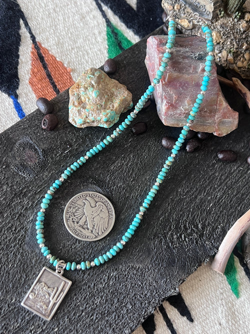 Tularosa Beaded Sterling Silver and Turquoise Desert Charm Layering Necklace