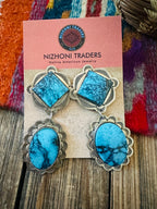 Handcrafted Old Pawn Sterling Silver & Turquoise Dangle Earrings