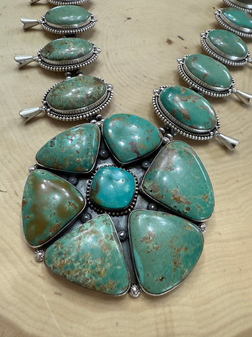 Handmade Sterling Silver & Royston Statement Necklace